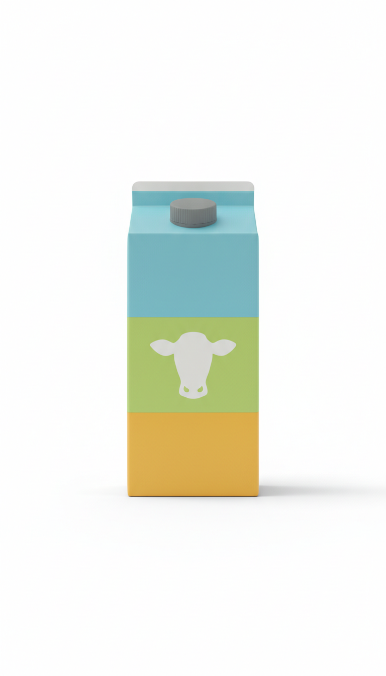 Organic milk carton with colorful branding